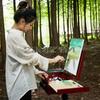 Portable Handle Diagonal Painting Box Solid Wood Lifting Triangle Oil Painting Easel Floor Stand Folding for Art Students