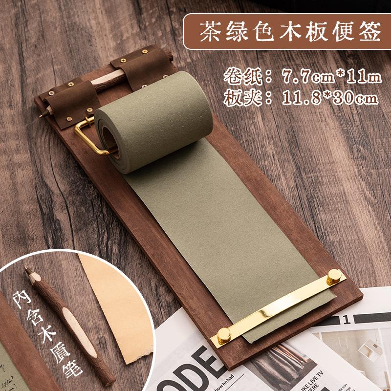 Vintage Clip Board with Hanging Rope Memo Pad Roll Paper Holder Blank Notes for Kitchen Wall Fridge Message Board Home Office