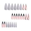 24 Pieces European and American Long Pointed Nail Nail Patch Solid Color Silver Glitter Wearing Nail French Black Line Nail Piece