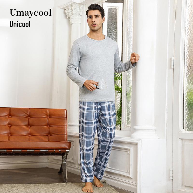 Men's Long-Sleeve Pajama Set - Casual Wearable Two-Piece for Autumn/Winter