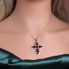 Women's Cross pendant S925 silver with 18inch chain necklace natural red garnet gemstone fine jewelry for your belief gift