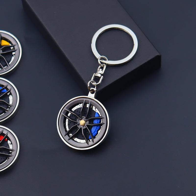 Metal Brake Wheel Hub Keyring - Gun Black Caliper Keychain for Mercedes Gift