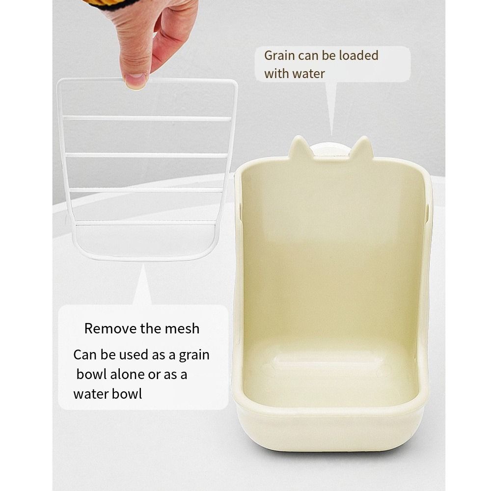 Anti Scratching Rabbit Cage Bowl Fixable 2 in 1 Food Trough Fixed Hay Feeder Holder  Small Animal