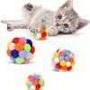 Colorful Plush Sound Ball, Cat'S Self Soothing Toy, Scratch Resistant Soft Rainbow Teasing Cat Ball
