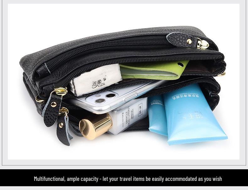 Women's Genuine Leather Multi-Compartment Crossbody Clutch Bag
