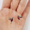 Chic Colorful Bird Pendants Ear Line For Women Elegant Crystal Girl Drop Tassel Earring Ladies Jewelry pendientes
