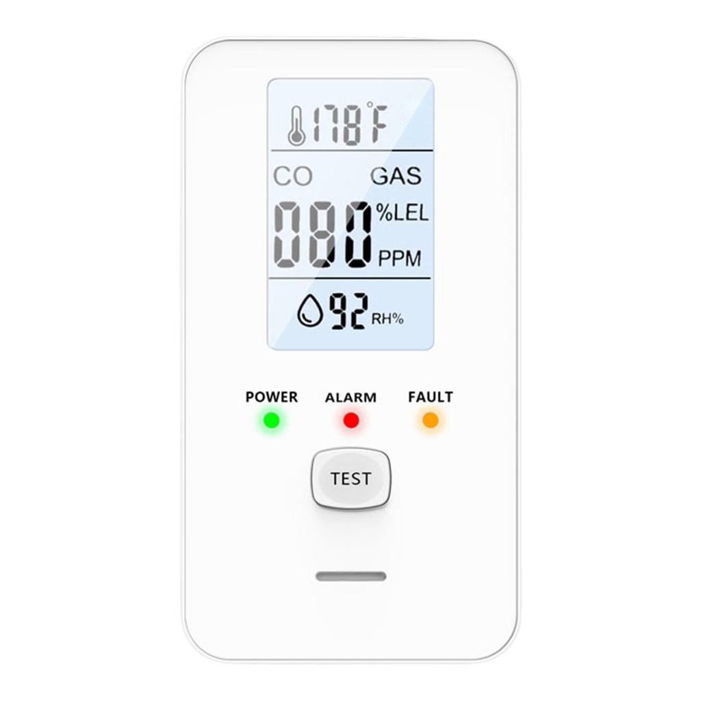 Multifunctional 4 in 1 Combustible Natural Gas Detector Plug in Home LCE Display Air Quality Monitor Natural Gas Leak Sensor for Kitchen Garage Safety