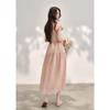 French Style Square Neck Polka Dot Puff Sleeve Tiered Maxi Dress