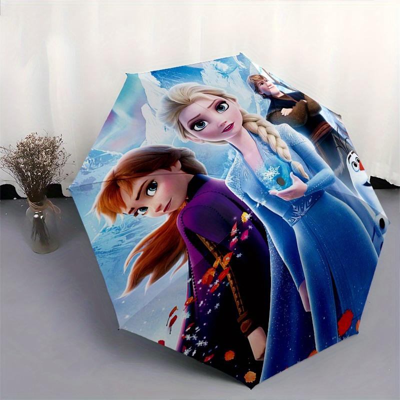 Disney Frozen, Elsa Themed Automatic Opening and Closing Folding Umbrella, Portable - Durable, 8-rib Umbrella Frame, Very Suitable for Busin