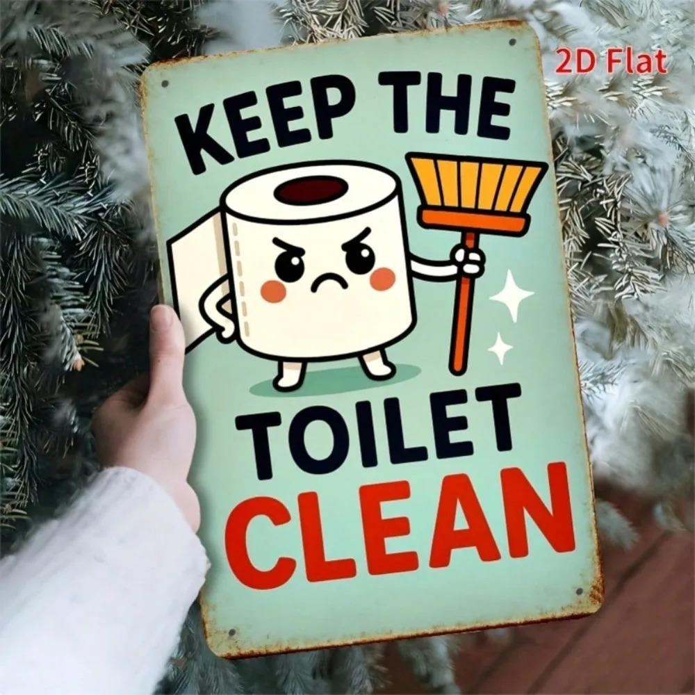 

Vintage Metal Sign Keep Toilet Clean Humorous Bathroom Wall Art Home Decor 20x30cm