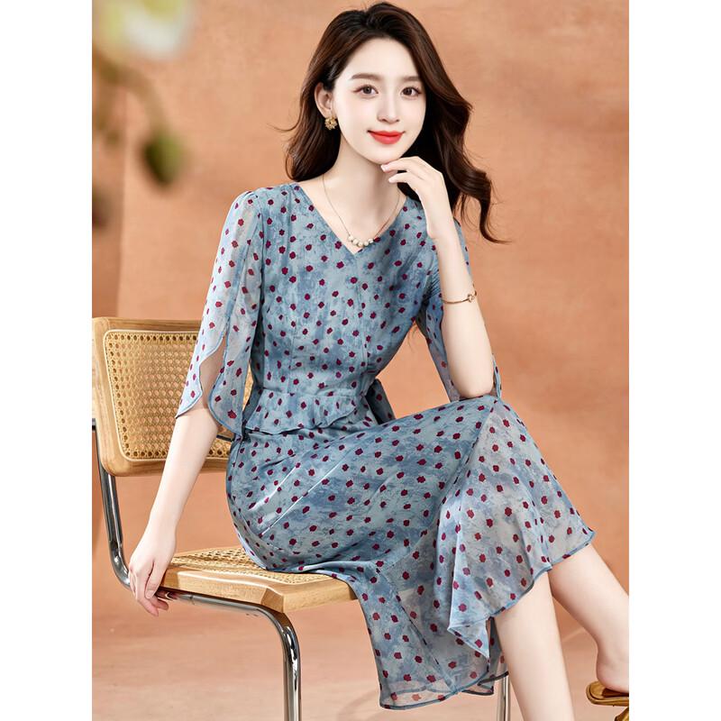 KBEIER Women s Elegant Chiffon A-line Midi Dress 2XL