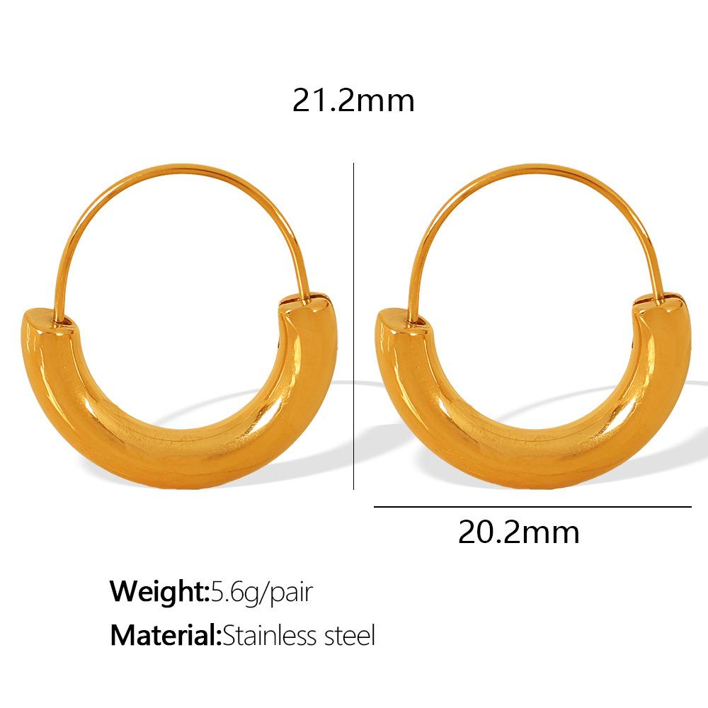 

Europe and the United States hot-selling gold metallic intercolor earrings geometric round semicircular ear buckle