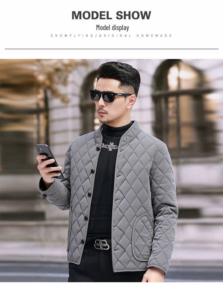 Men's Plus Velvet Warm Winter Jacket: Solid Color, Versatile Cold Protection, Casual Business Style for Middle-Aged Dads