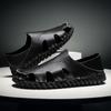 Genuine Leather Men's Sandals Durable Handmade Beach Shoes Anti-collision Toe Mens Summer Flats Non Slip Indoor Outdoor Sandals