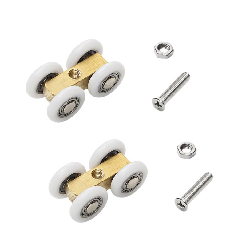 

2Pcs Adjustable Sliding Door Wheel Shower Glass Door Sliding Rollers Four Wheel Hanging Pulley Roller Easy Installation