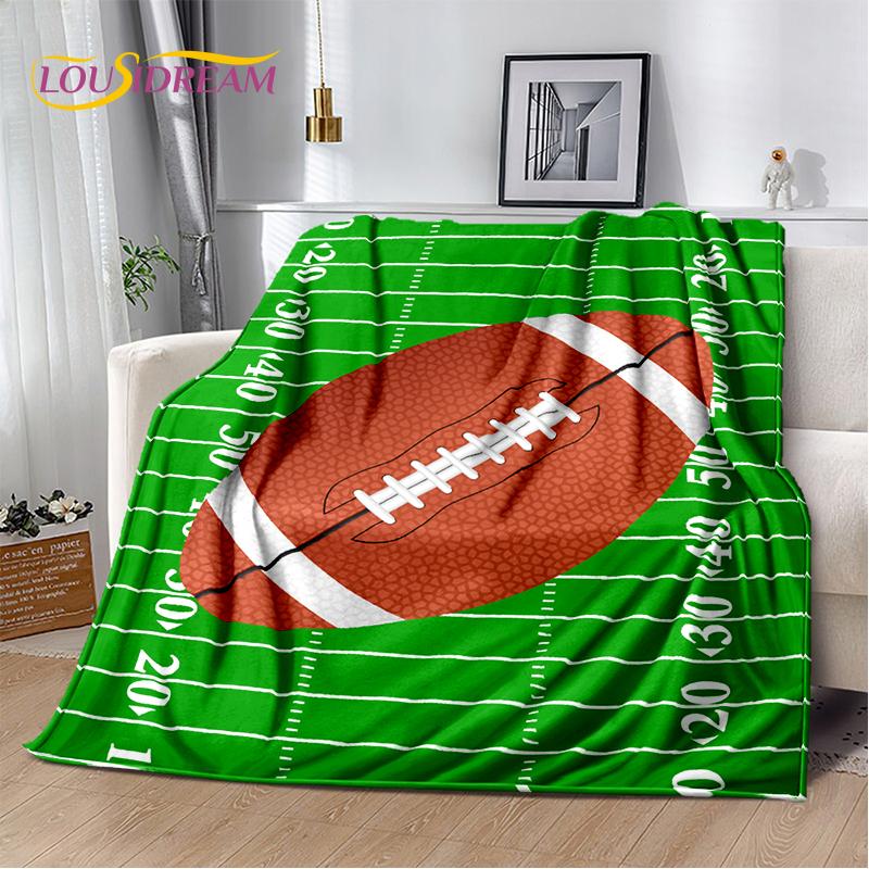 2025 Rugbyfeld Rugby American Football Cartoon Weiche Decke, Weiche Überwurfdecke für Zuhause Schlafzimmer Bett Sofa Reiseabdeckung Kind