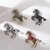 Casual Zodiac Animal Lapel Pins Classic Metal Badge Pin Rhinestone Horse Brooches  Friends