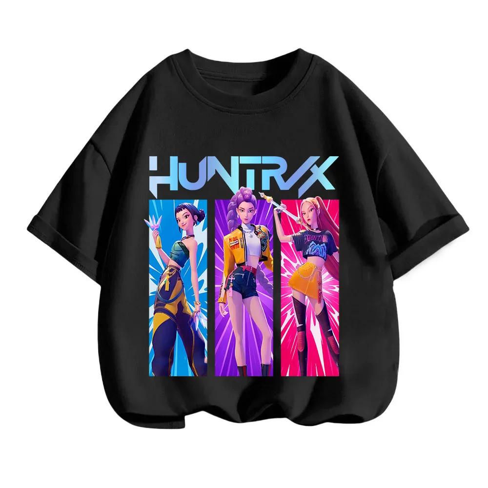 KPop Demon Hunters Children's T-shirt Cotton Korean Fashion Casual Round-neck Top Movie Cartoon Girl Boy Tshirt Kid Tees