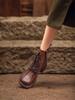 Fashion GKTINOO Handmade Retro High Heel Boots Women Autumn Winter Full Cow Leather Round Toe Zipper Trend Warm Ankle Boots Female