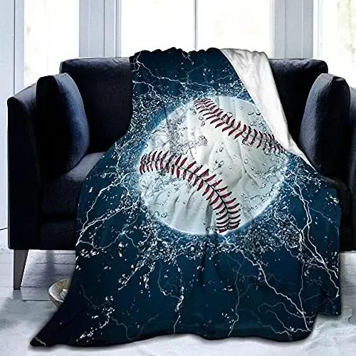 Baseball Throw Blanket for Bed Couch Sofa Living Room Decor Soft Warm Lightweight Flannel Blanket Ball Sport Theme Print Blanket