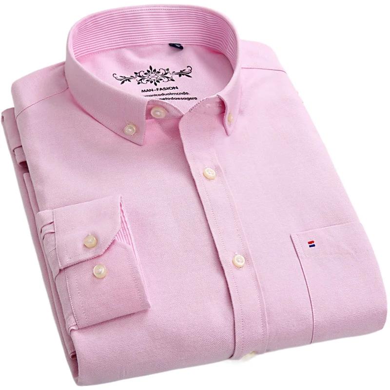 New In Shirt Long-sleeve Shirts for Men Slim Fit Formal Plian Shirt Single Pocket Office Clothes Soft Plaid Cotton Designer Tops