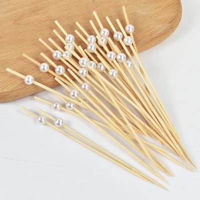 100 Stücke Weiß Perle Bambus Lebensmittel Obst Picks Hochzeit Party Einweg Kuchen Dessert Cocktail Sticks Buffet Cupcake Zahnstocher Spieß