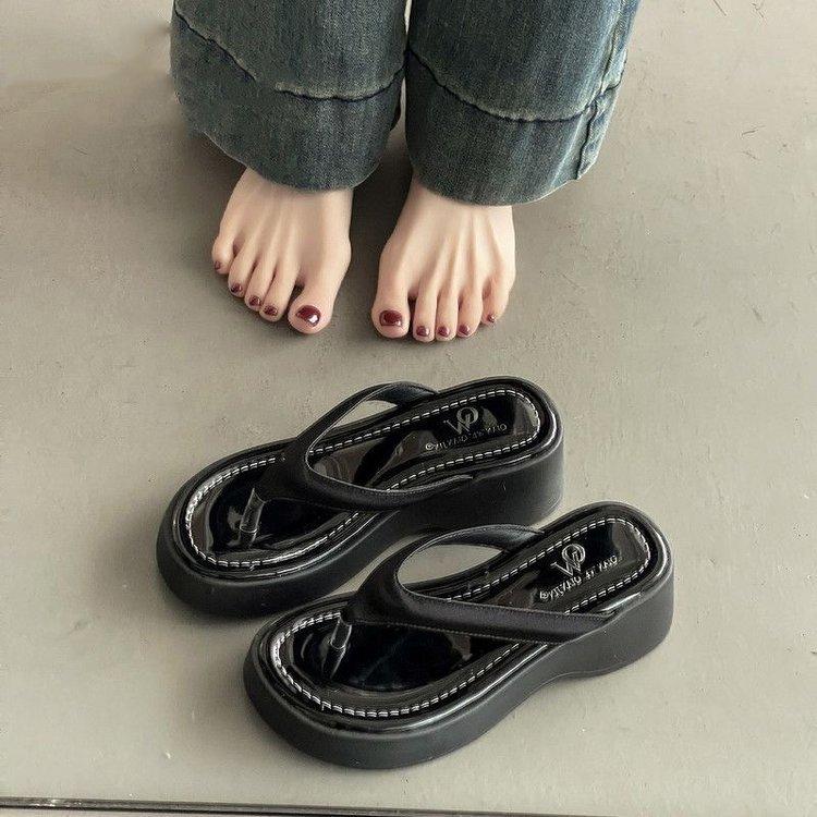 Keilabsatz-Zehensandalen Damen Sommerbekleidung erhöhte dicke Sohle 2025 neu hochwertig vielseitig rutschfest