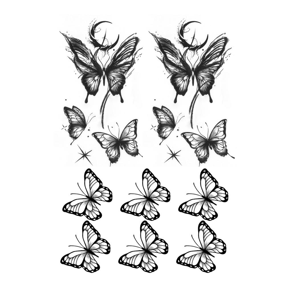 Simple Personality Spice Girl Three-Dimensional Butterfly Flower Wicker Collarbone Arm Tattoo Sticker