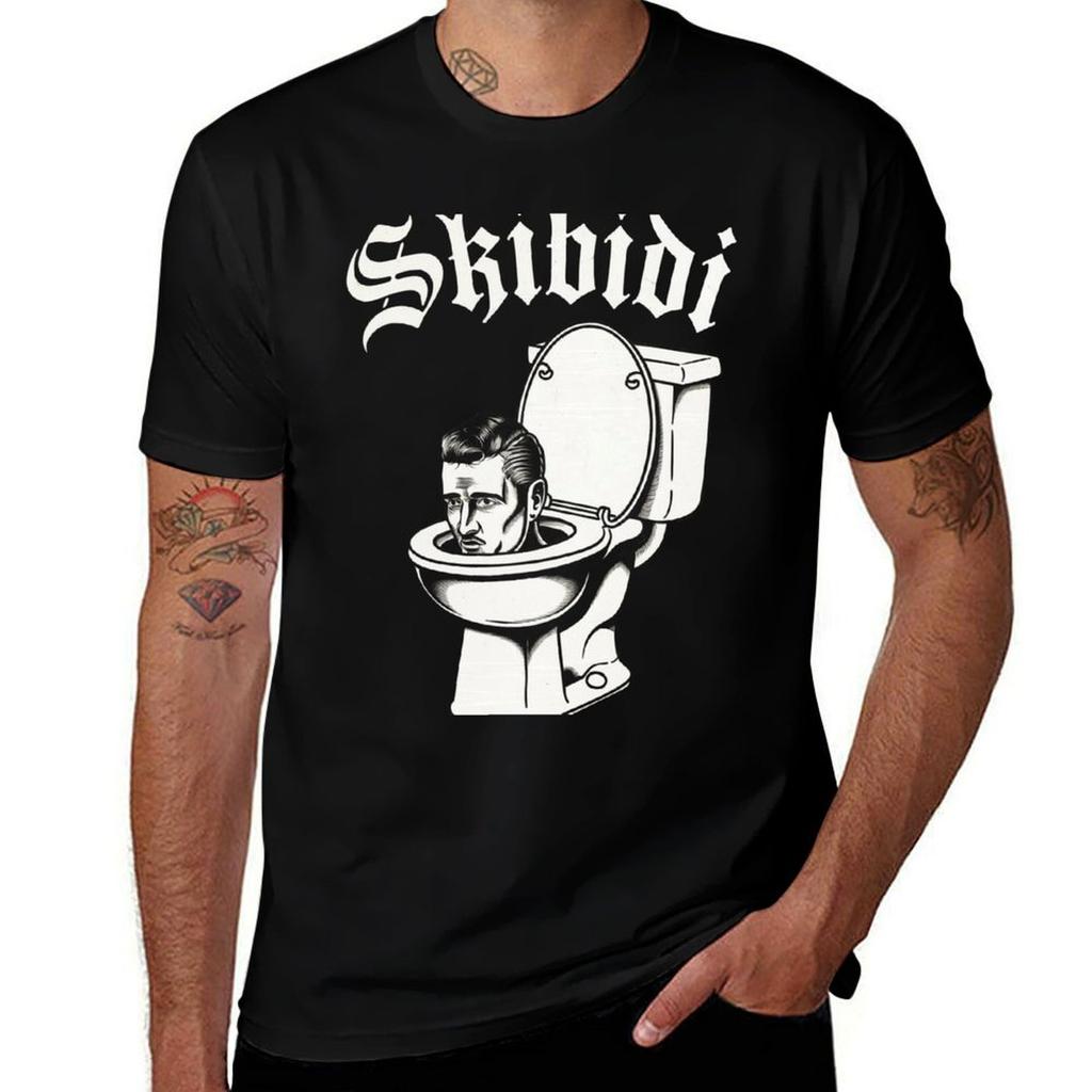 Skibidi Toilet Goth Black Metal Tshirt Quick Dry Sports Short Sleeve Tee