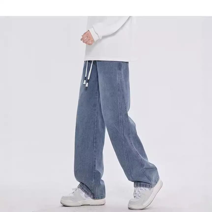 High Street Trendy Jeans Men's Spring and Autumn New Retro Loose Wide Leg Pants Boys Casual Straight Pants