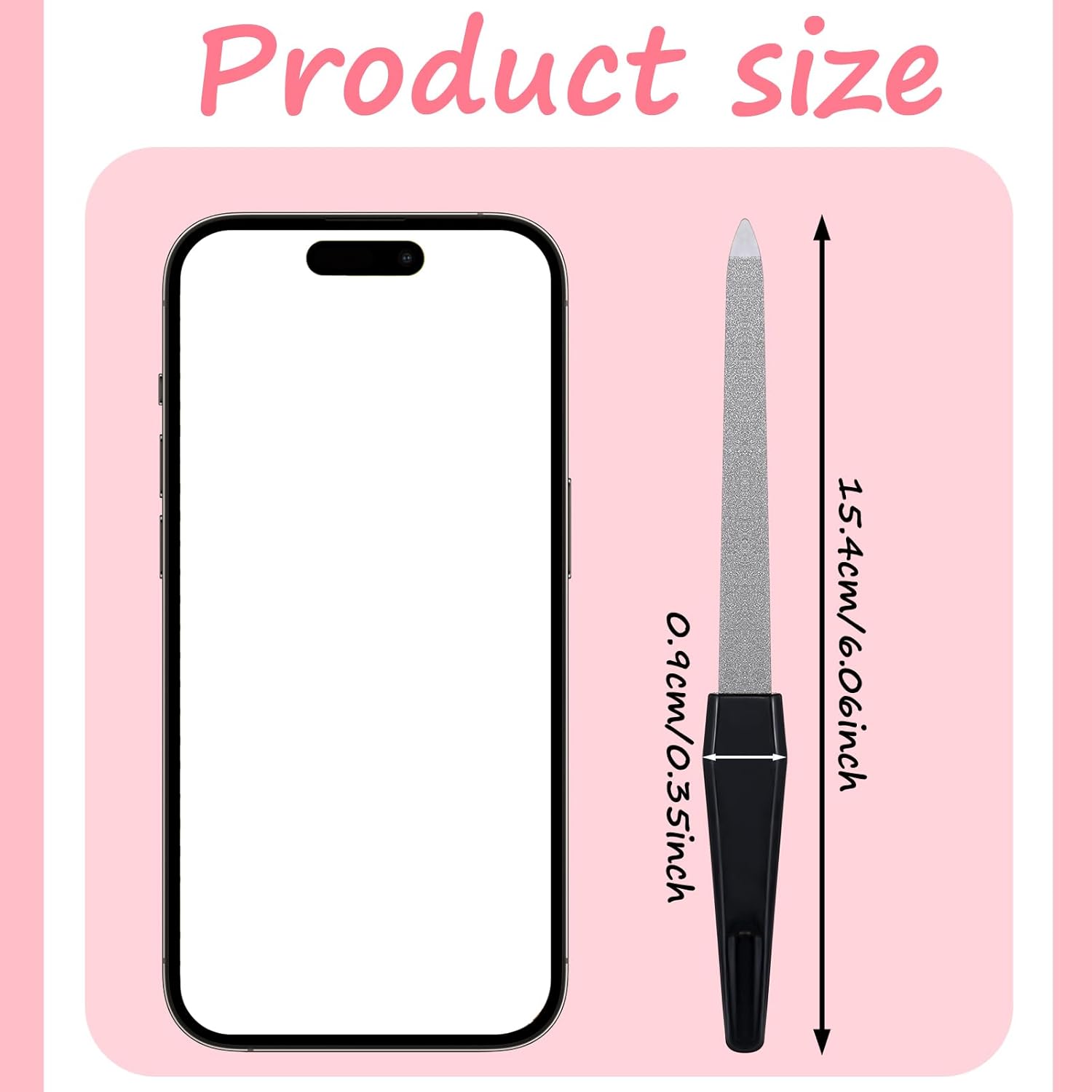 6 PCS Metal Nail Files for Women, Stainless Steel Nail File Double Sided Diamond Emery Boards for Nails Professional Nail File for Gel and Acrylic