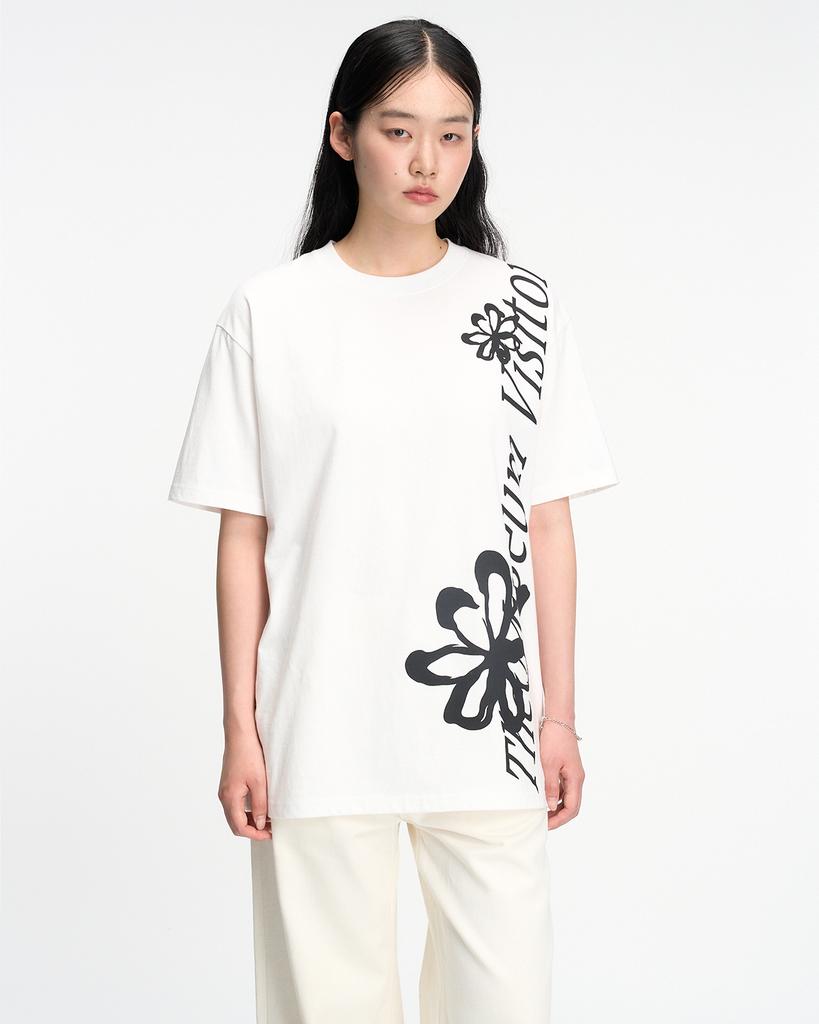 THEMUSEUMVISITOR Flower Overfit T-Shirt (White)
