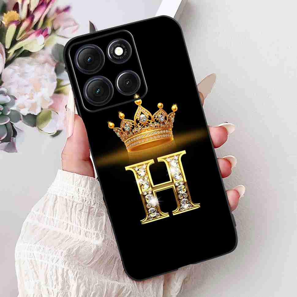 Hot For Motorola Moto G86 5G Case Crown Letters A-Z Soft Silicone Black TPU Cover For MOTO G86 XT2527-2 6.67" Protective Shell