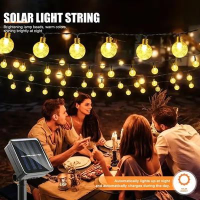 Solar Lichterkette Außen 50LED Kristallkugel Licht 8 Modi Wasserdicht Terrassenlichter für Garten Hof Weihnachtsfeier Deko