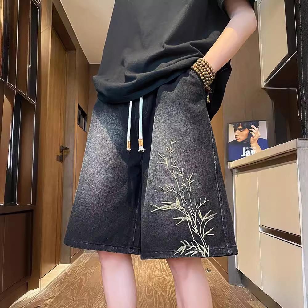 New Men's Summer Thin Loose Retro Large Size Washed Five-point Pants Versatile