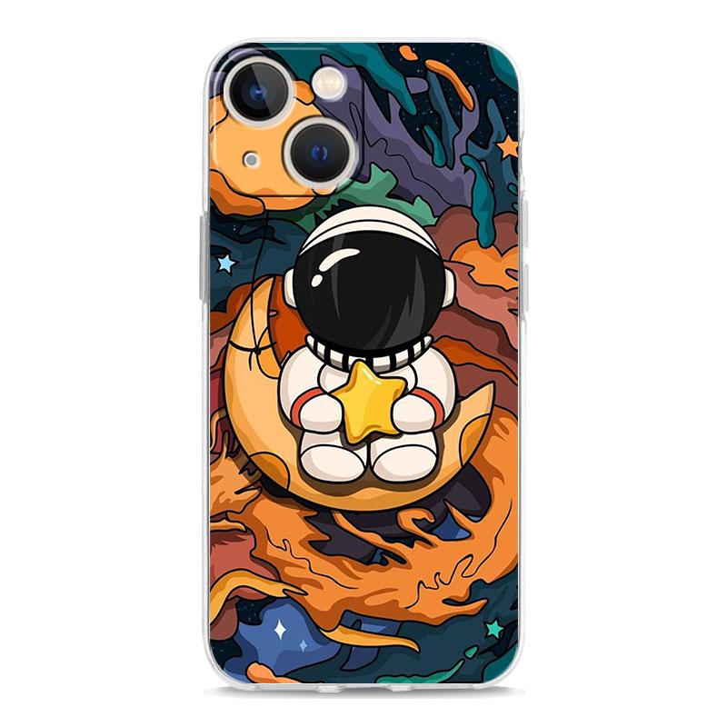 

Роскошный прозрачный чехол для телефона для iPhone 15 14 13 12 11 Pro Max XS X XR 7 8 Plus Прозрачный противоударный чехол Милый мультяшный астронавт iPhone 7 8 Plus