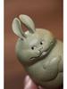 Yixing Zisha Cute Bunny Tea Pet: Lucky Rabbit Ornament for Tea Play and Fun.