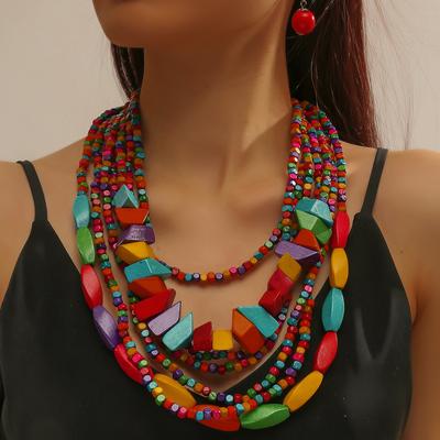 New Bohemian Handmade Beaded Seed Bead Necklace European American Exaggerated Retro Style Women Jewelry