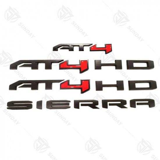 

4X For Sierra 1500 2500/3500HD AT4 HD Emblem Door Rear Badges Overlay Black Red