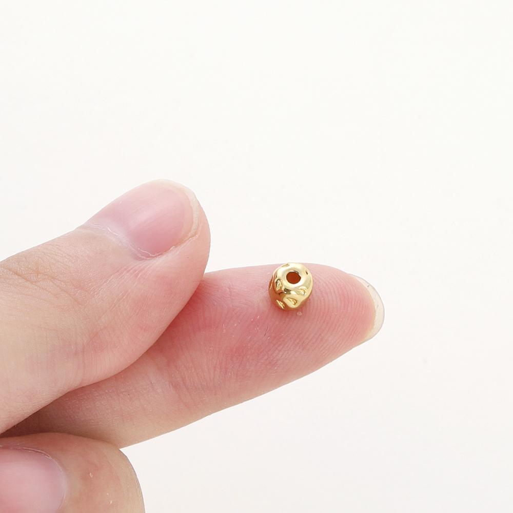 10pcs/lot 14K 18K Gold Plated Spacer Bead Beading Striped Cut Irregular Round Beads Necklace For DIY Jewelry Making Accessories