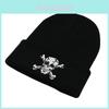 Skull Embroidered Knit Hat For Winter And Fall Fashion And Holiday Wear