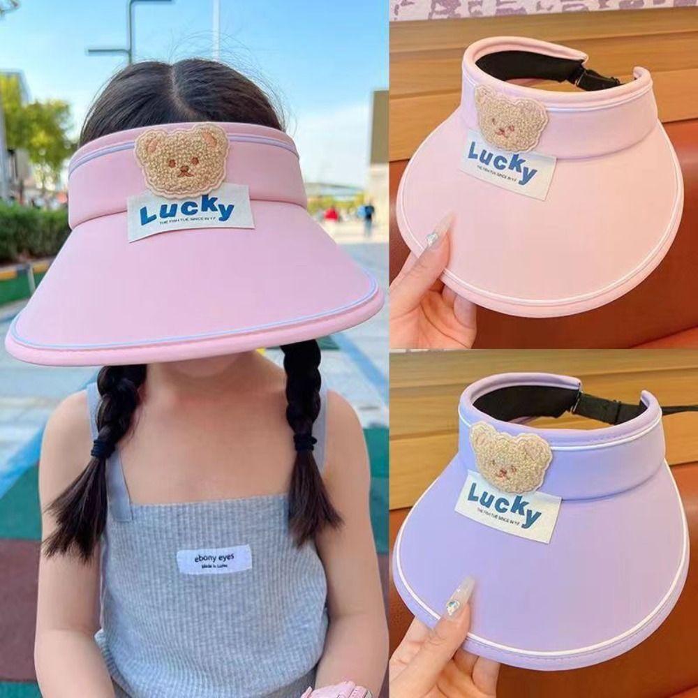 Korean Style Cartoon Sunshade Hat Anti-UV Sun Hat Children's Visor Hat Soft Bear Empty Top Hat Kid
