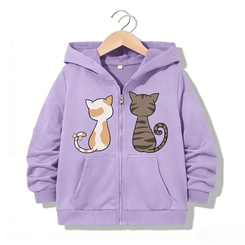 New Stylish & Cute Cat-Print Zip-Up Hoodie — Fun,Casual Y2K-Style Streetwear/Athleisure Zip-Up Hoodie for Boys and Girls (Thickened for Autumn/Winter)