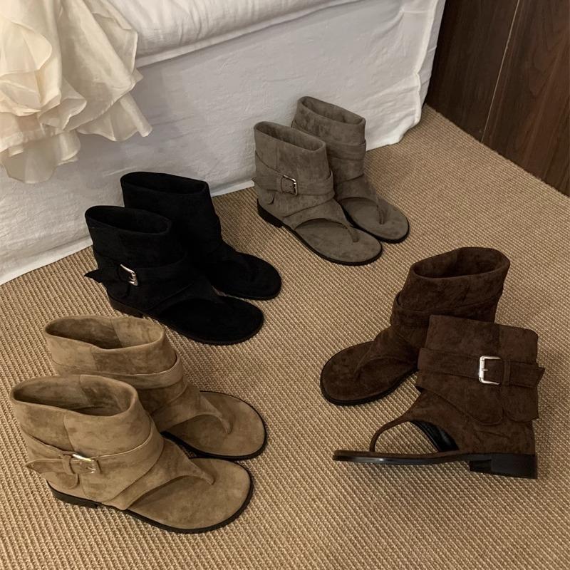 Cowboy boots sandals women's summer toe cool boots women's 2025 new flat flip-flops retro women's shoes summer