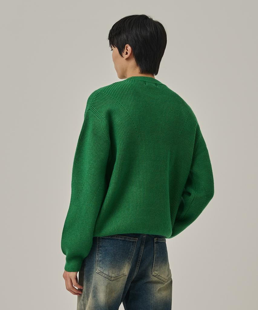 ANALOG MOOD Semi-Overfit Hazzi Daily Round Knit (Green)