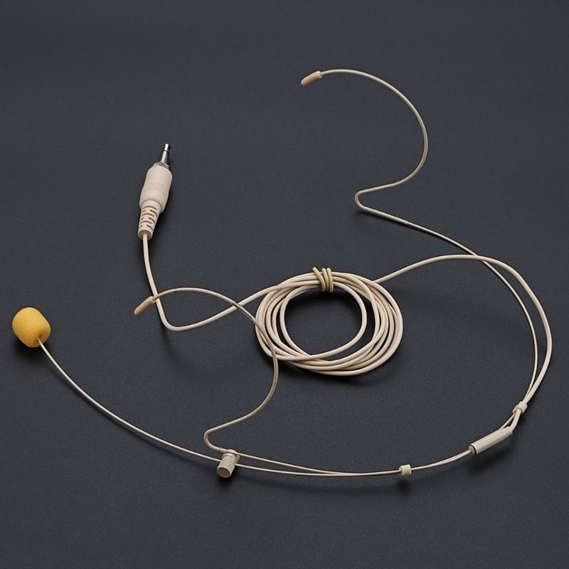 Headset Headworn Microphone 3.5mm Thread Screw Lock Head Microphone Double Earhook Headworn Mic for Stage Performances