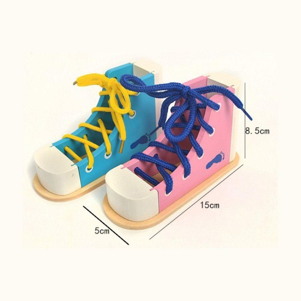 Lacing Sneaker Montessori Tie-Up Shoe Puzzle Toy Wearing Shoes with Shoelaces Toy  Kids Gift