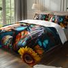 3pcs Sunflower Horse Butterfly Bedding Duvet Cover Set Bohemian Horse Bedding Set Bohemian Themed Bed Quilt Set Western Style