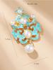 Chinese Style Ethnic Hollowed Out Oil Drop Pearl Butterfly Auspicious Cloud Pendant Brooch Cheongsam Accessories Female Pins Long-Lasting Color Brooch