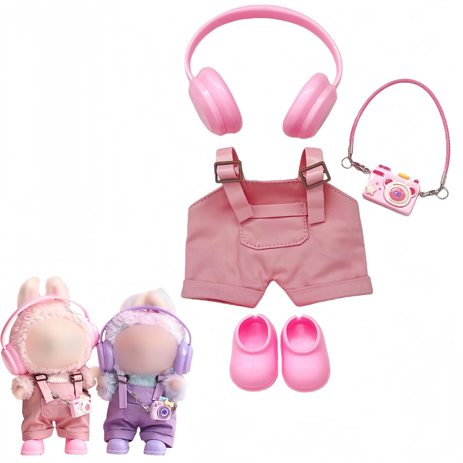 Plush Clothes, Outfit Only, Fits 15cm and 17cm Dolls, Doll Clothes, Plush Doll Dress-Up, Doll Fashion, Toy Outfit and Accessory Set, Cute Costume,